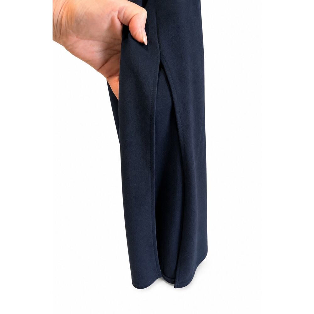 Theory Lewie Drapey Piqué Sleeveless Maxi Dress- Navy - Picture 4 of 4